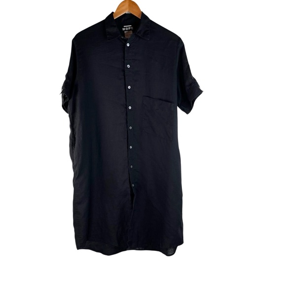 HOPE STOCKHOLM Elma SL Black Linen Button down Dress  Pockets Size 34 or Small - Picture 1 of 8